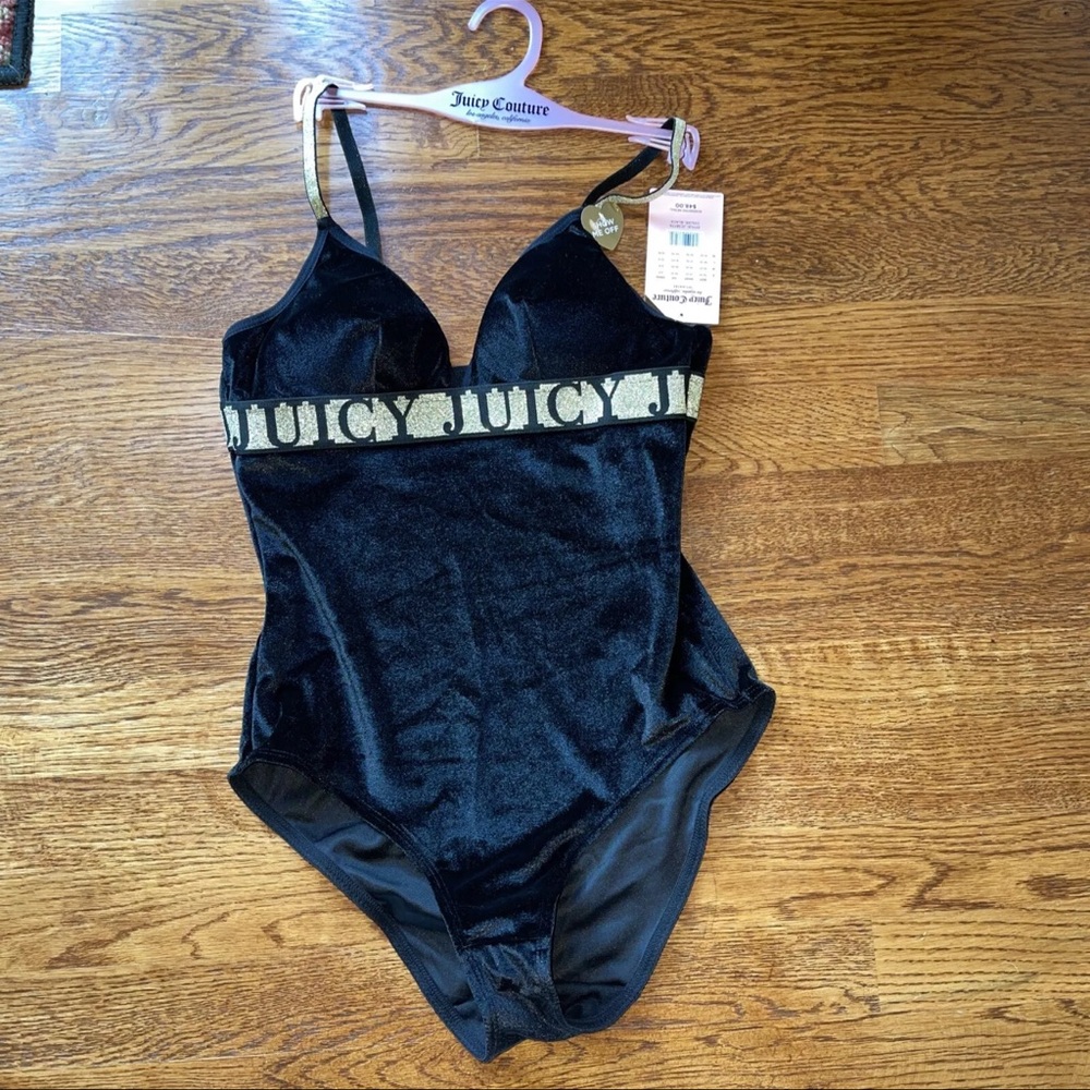Juicy Couture Velvet Bodysuit Black Size SMALL Intimates Sexy Evening Wear